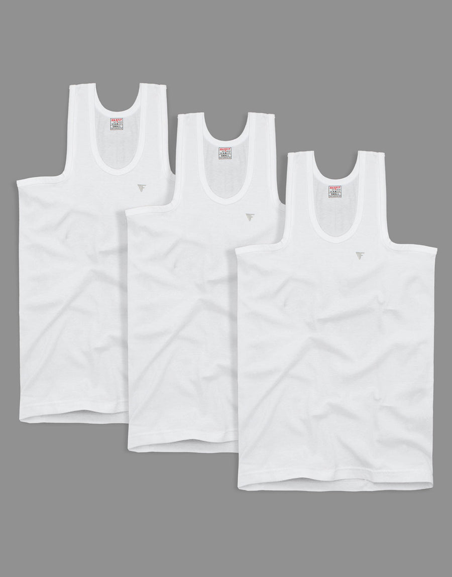 Pack of 3 White Cotton Vest
